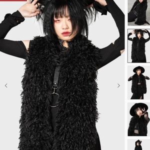 Killstar Fluffy Furry Black Scarf Goth Wrap Winter Punk Fur Avante Garde Glam
